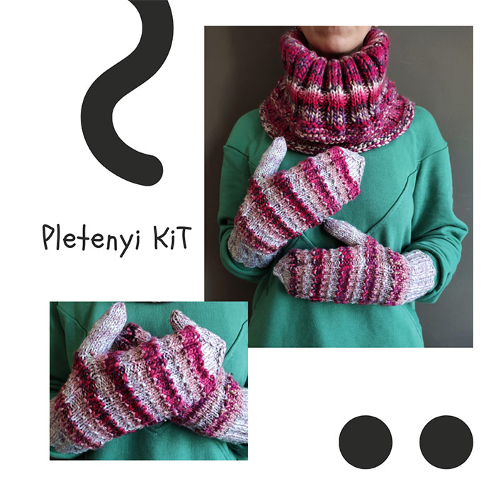 Малинові смугасті рукавиці